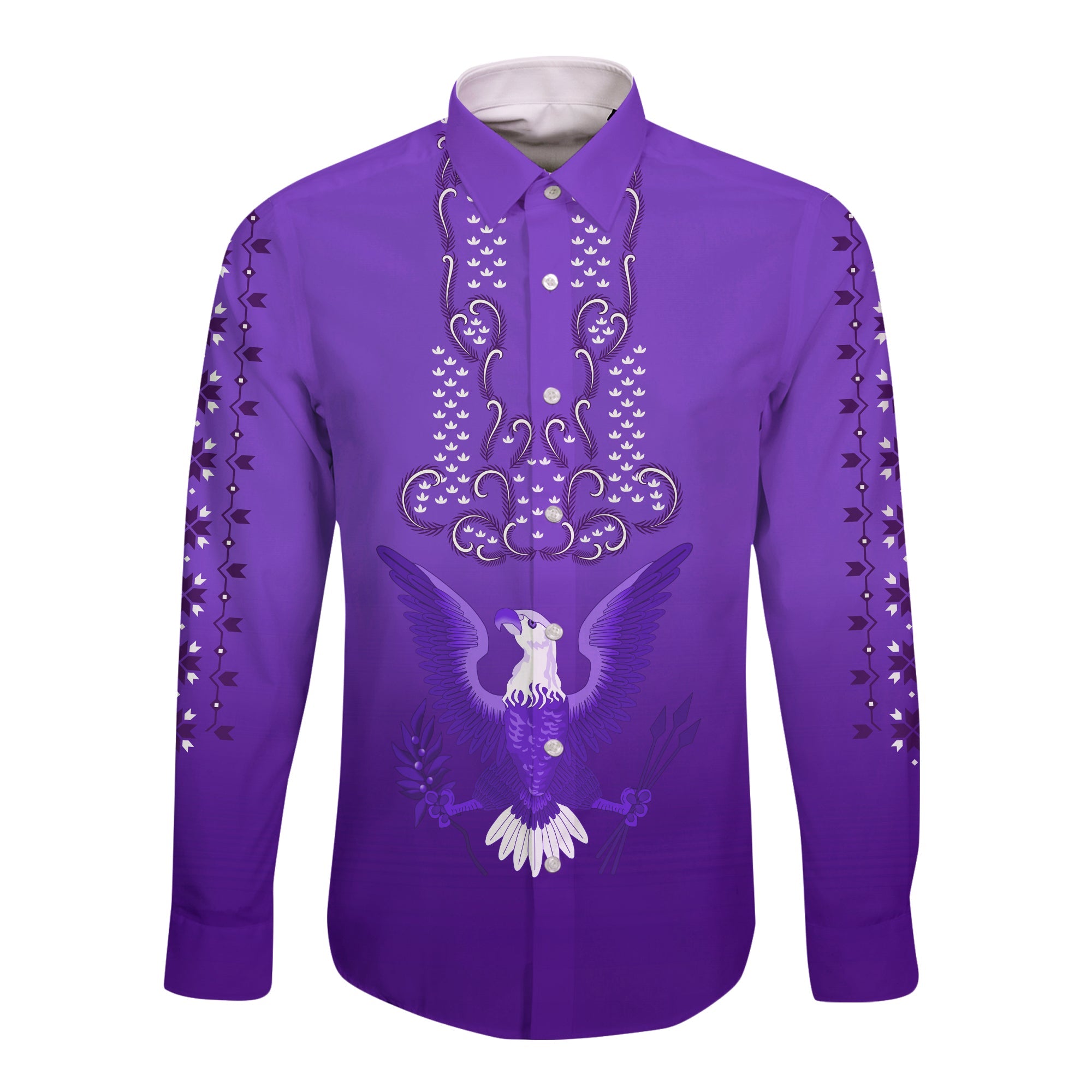 (Custom Personalised) Philippines Long Sleeve Button Shirt Sun Filipino Purple Barong LT13 Unisex Purple - Polynesian Pride