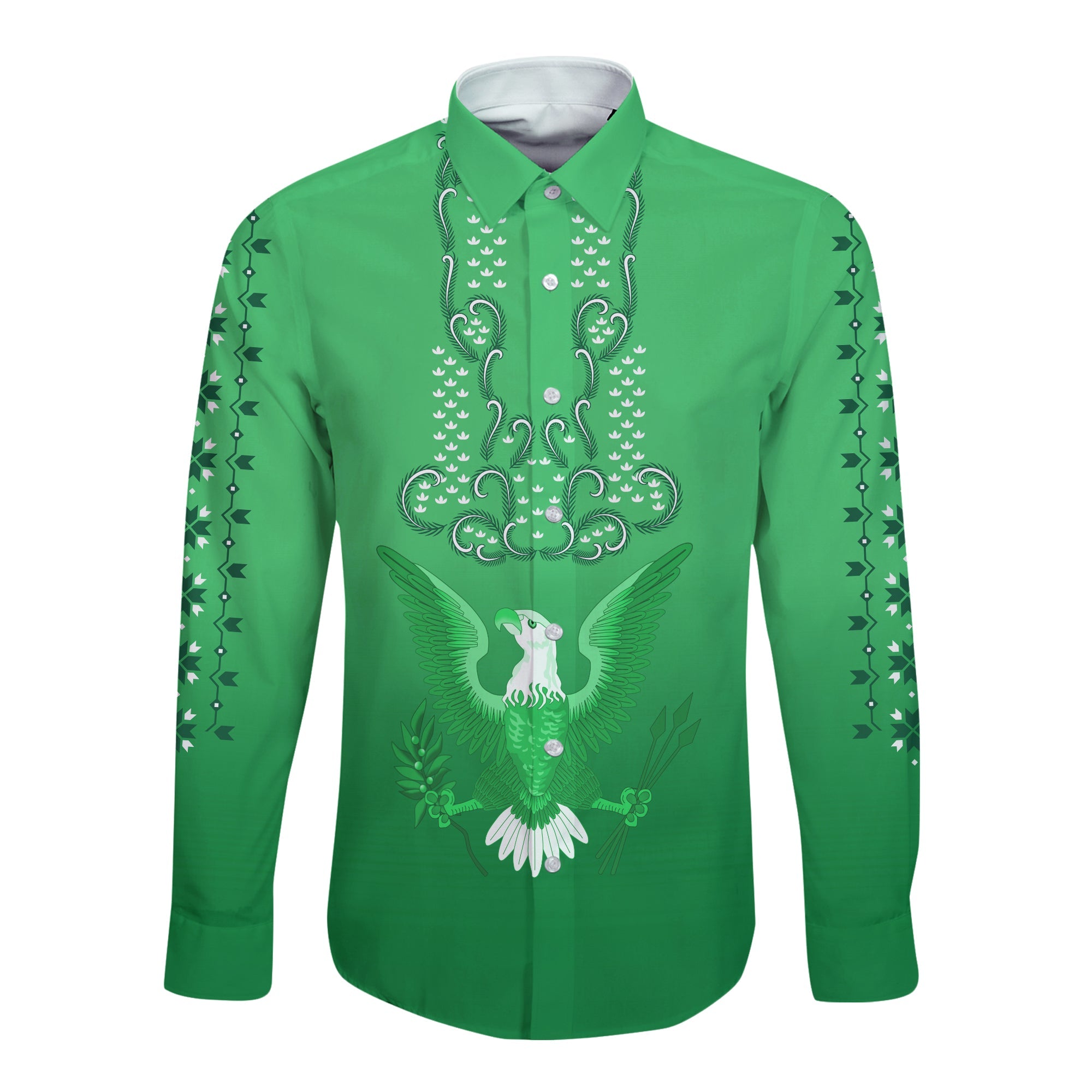 Philippines Long Sleeve Button Shirt Sun Filipino Green Barong LT13 Unisex Green - Polynesian Pride