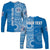 (Custom Personalised) Apifoou Tonga College Long Sleeve Shirt Tongan Ngatu Pattern LT14 Unisex Blue - Polynesian Pride