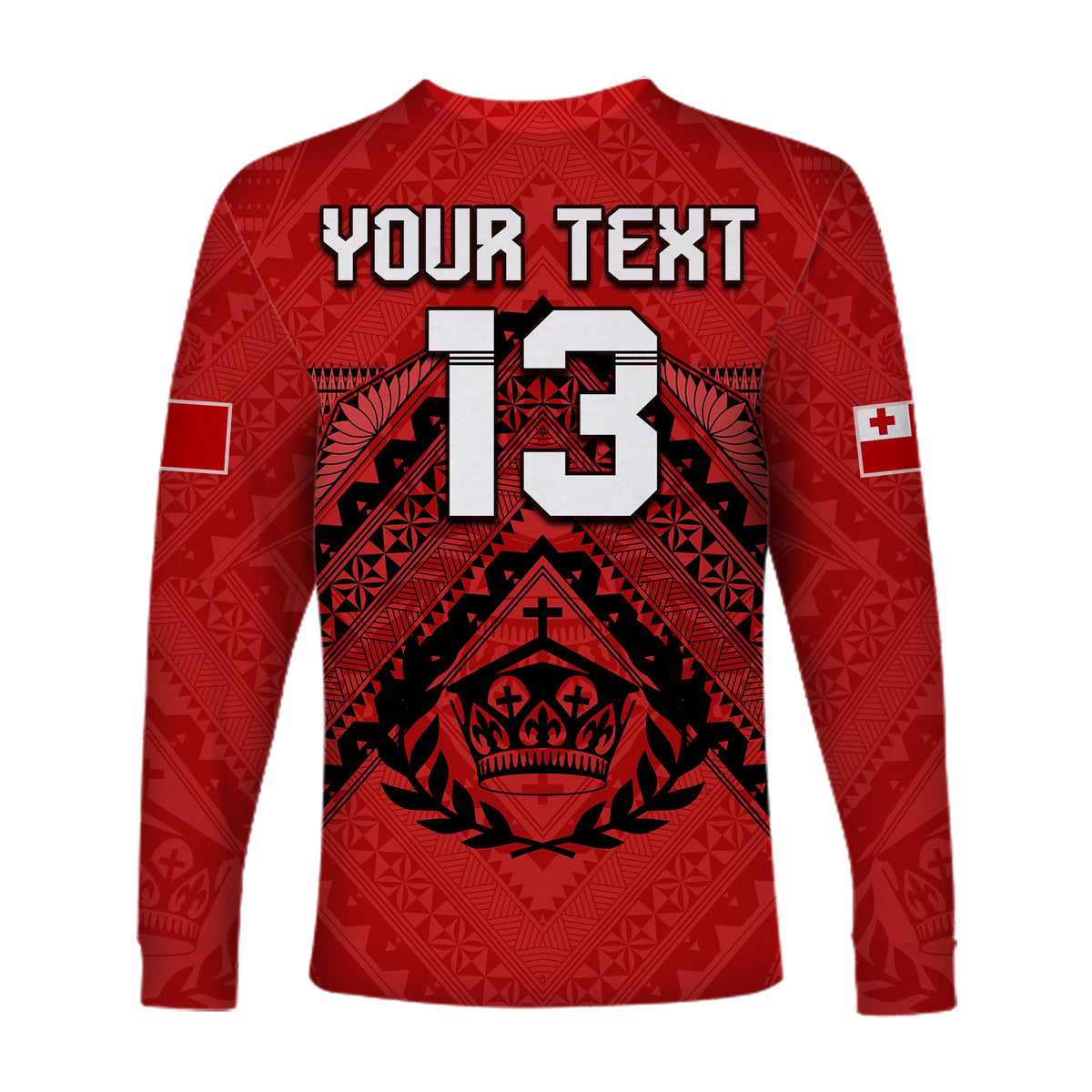 (Custom Text and Number) Tonga Rugby MMT Long Sleeve Shirt Ngatu Mate Maa Tonga Simple LT13 - Polynesian Pride