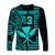 (Custom Text and Number) Hawaii Day Kakau Long Sleeve Shirt Proud To Be Hawaiian Turquoise King Kamehameha and Kanaka Maoli LT13 - Polynesian Pride