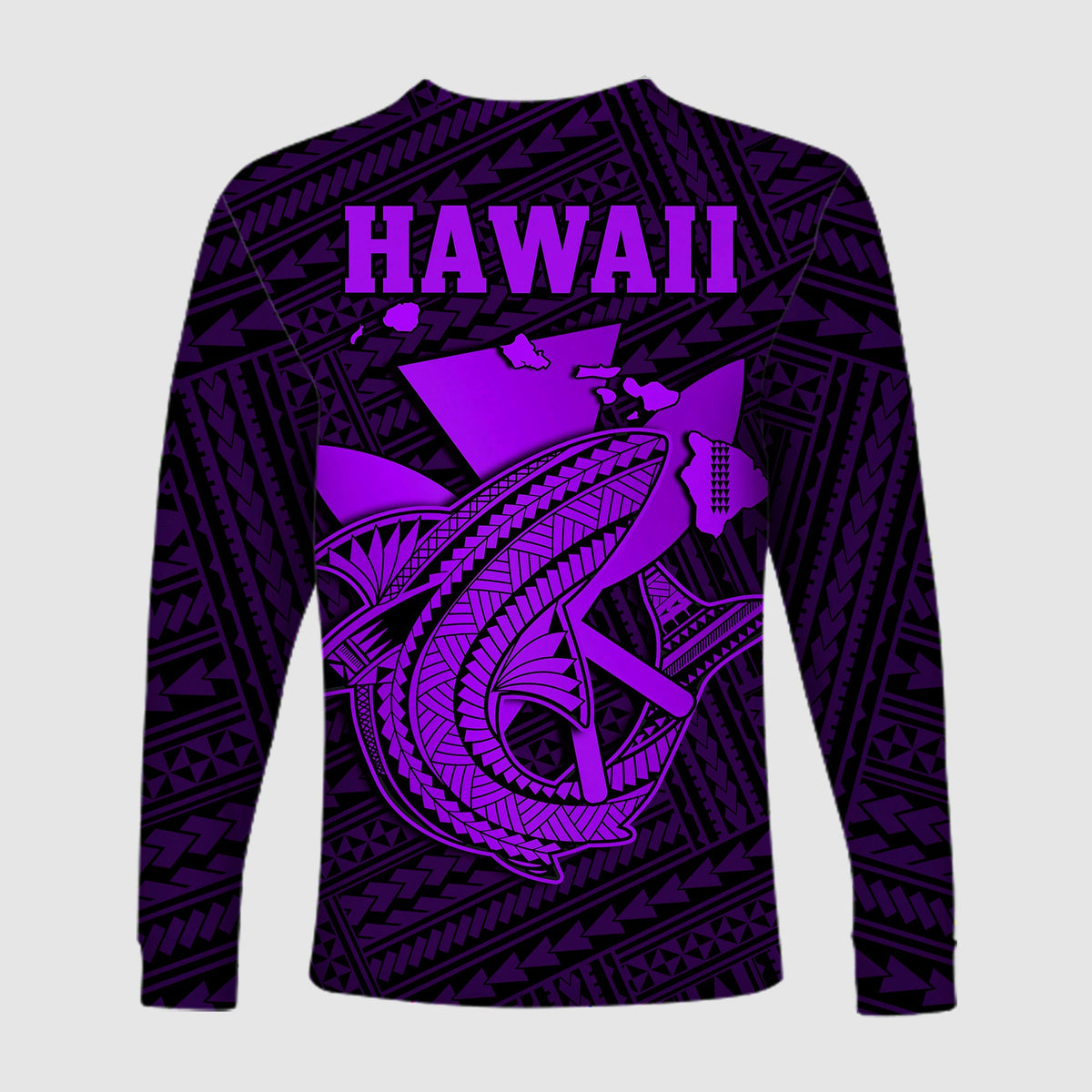 (Custom Personalised) Hawaii Long Sleeve Shirt Kakau Kanaka Maoli Combine Polynesian Shark Ver.05 LT14 - Polynesian Pride