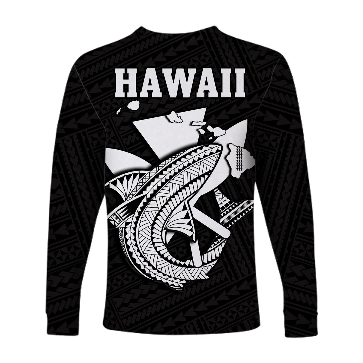 (Custom Personalised) Hawaii Long Sleeve Shirt Kakau Kanaka Maoli Combine Polynesian Shark Ver.07 LT14 - Polynesian Pride