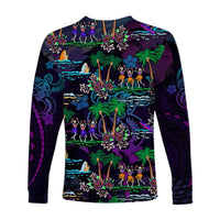Hawaii Skeleton Dancing Long Sleeve Shirt Halloween Hawaiian Turtle LT13 - Polynesian Pride
