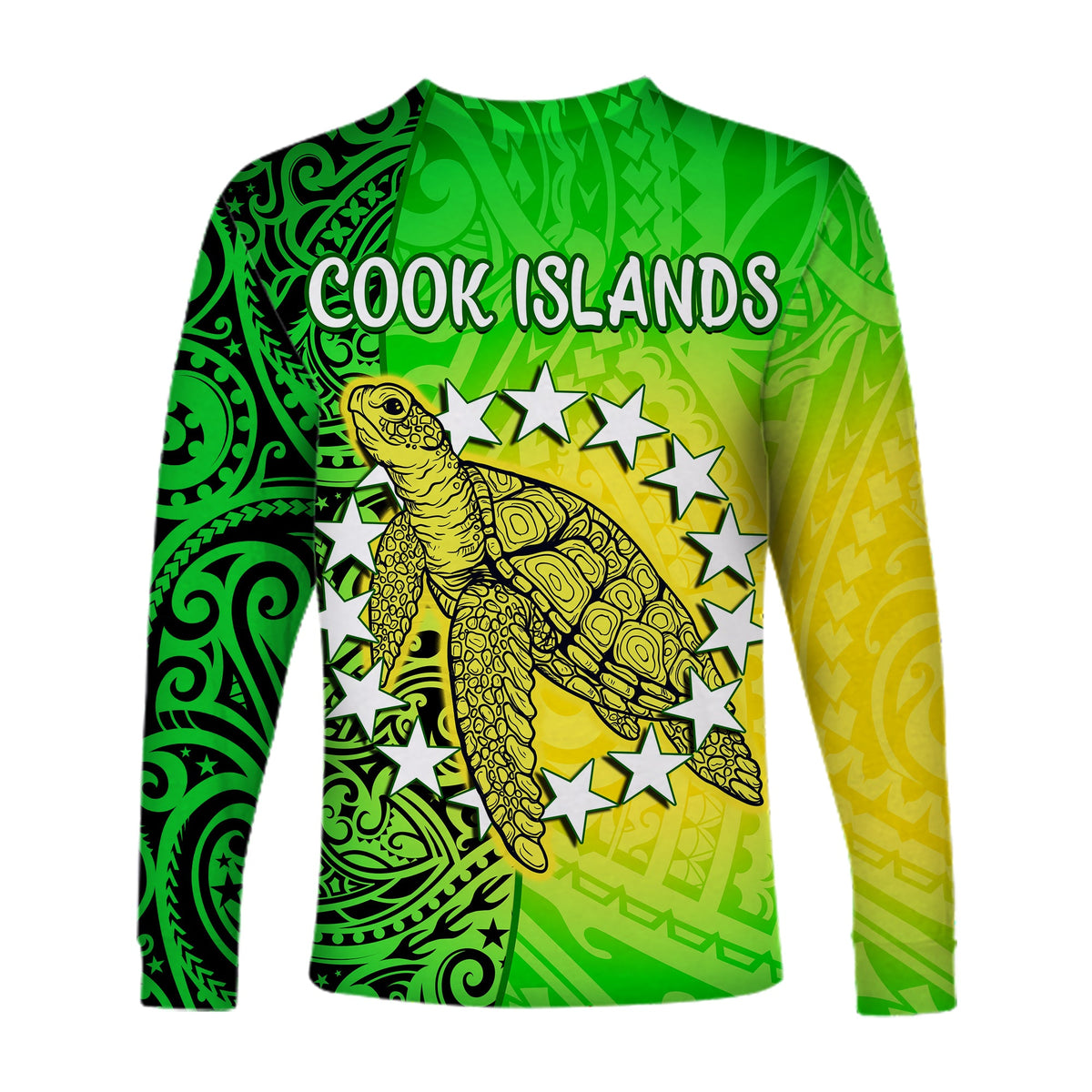 Cook Islands Long Sleeve Shirt Cook Islands Coat Of Arms Turtle Polynesian LT14 - Polynesian Pride