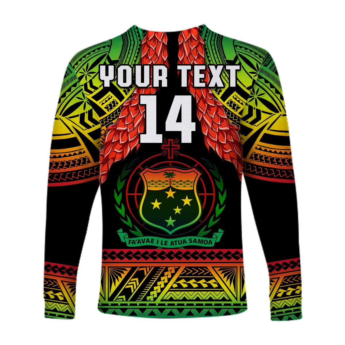 (Custom Text And Number) Samoa Rugby Long Sleeve Shirt Teuila Torch Ginger Gradient Style LT14 - Polynesian Pride