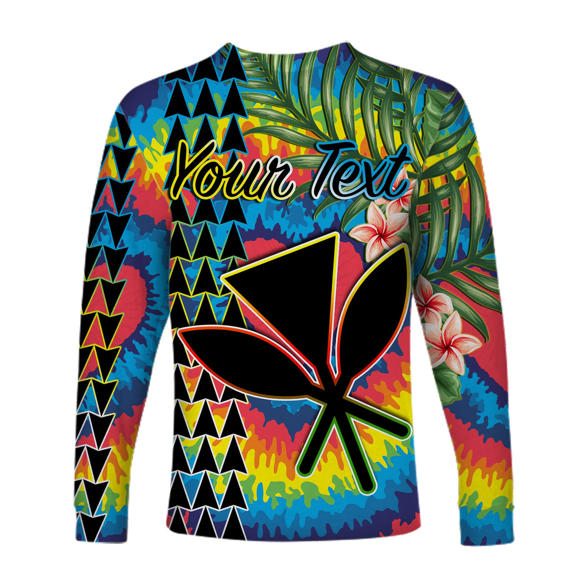 (Custom Personalised) Hawaii Rainbow Tie Dye Long Sleeve Shirt Flowers Polynesian Hawaiian Tribal LT13 - Polynesian Pride