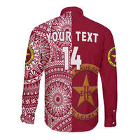 (Custom Text And Number) Tonga Eua High School Long Sleeve Button Shirt Class Of Year Tongan Ngatu Pattern LT14 - Polynesian Pride