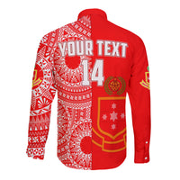 (Custom Text And Number) Kolisi Tonga High School Long Sleeve Button Shirt Class Of Year Tongan Ngatu Pattern LT14 - Polynesian Pride