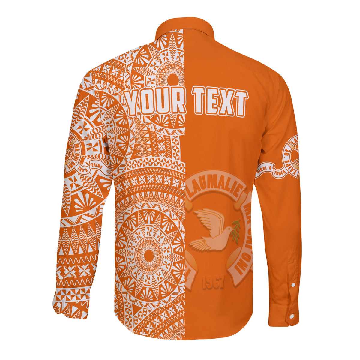 (Custom Personalised) Tailulu Tonga College Long Sleeve Button Shirt Tongan Ngatu Pattern LT14 - Polynesian Pride
