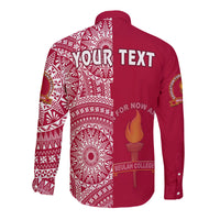 (Custom Personalised) Beulah Tonga College Long Sleeve Button Shirt Tongan Ngatu Pattern LT14 - Polynesian Pride