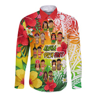 (Custom Personalised) Aloha Poly Fest Long Sleeve Button Shirt Polynesian Pattern With Tropical Flowers LT14 - Polynesian Pride