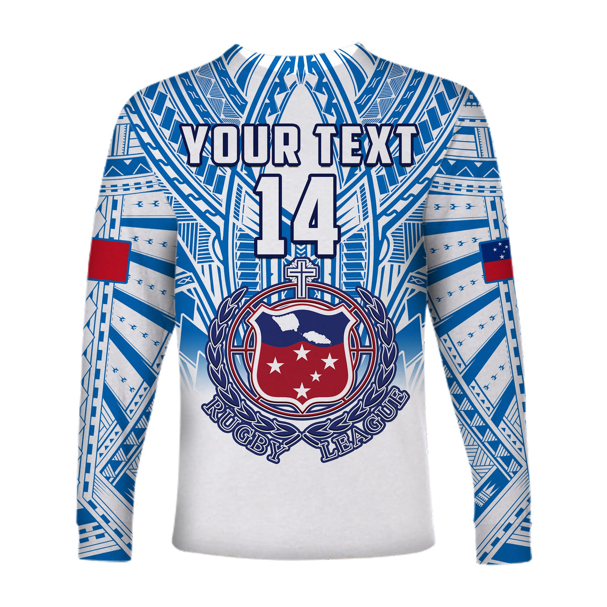 (Custom Text And Number) Samoa Rugby Long Sleeve Shirt Personalise Toa Samoa Polynesian Pacific White Version LT14 - Polynesian Pride