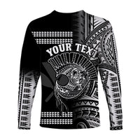 (Custom Personalised) Hawaii Long Sleeve Shirt Kakau Warrior Helmet Gradient White Polynesian LT14 - Polynesian Pride