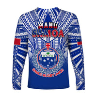 Samoa Rugby Long Sleeve Shirt Manu Samoa 7s Ginger Blue Polynesian LT14 - Polynesian Pride