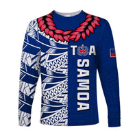 Toa Samoa Rugby Long Sleeve Shirt Siamupini Ula Fala Blue LT13 Unisex Blue - Polynesian Pride