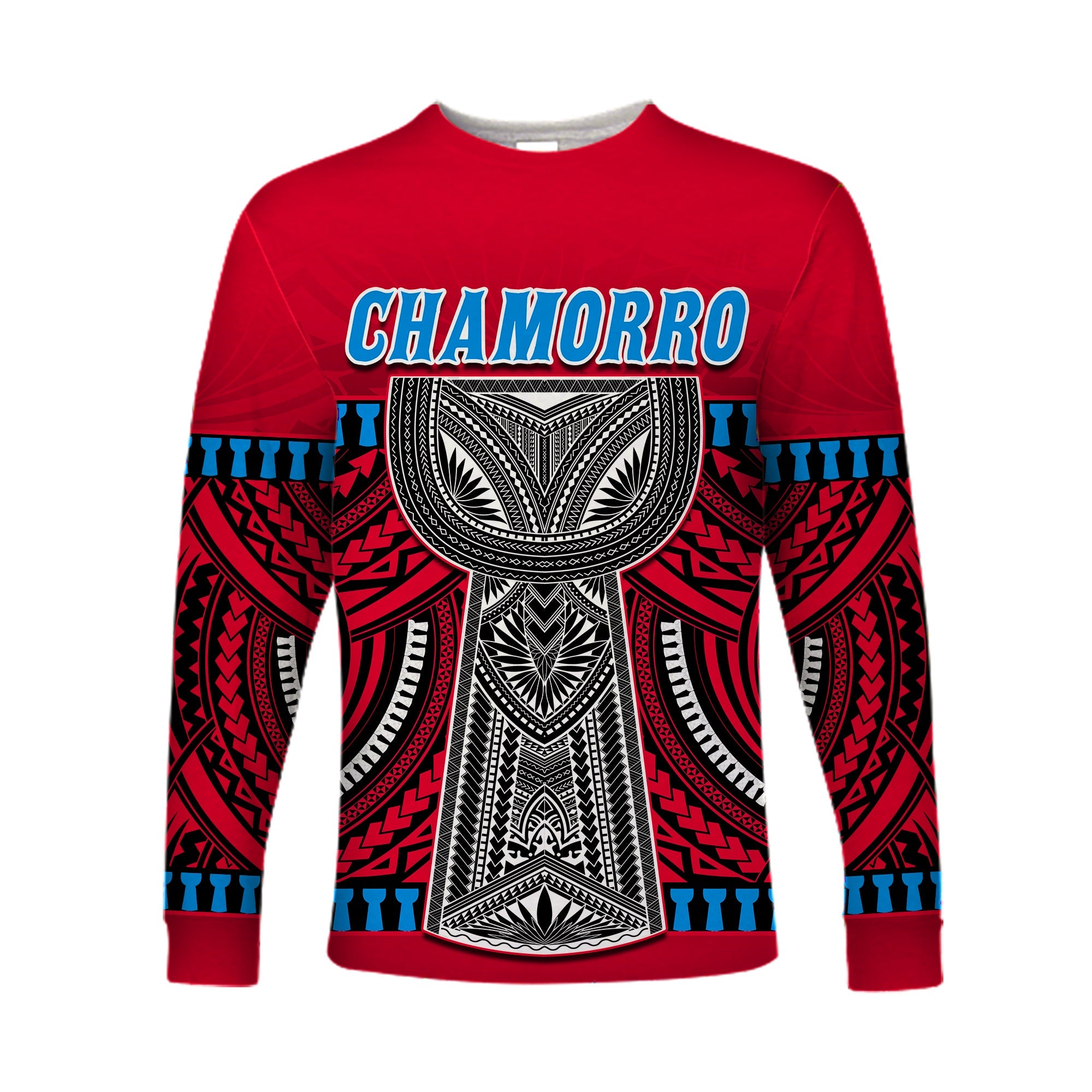 Guam Chamorro Long Sleeve Shirt Latte Stone Red Polynesian Haligi LT13 Unisex Red - Polynesian Pride