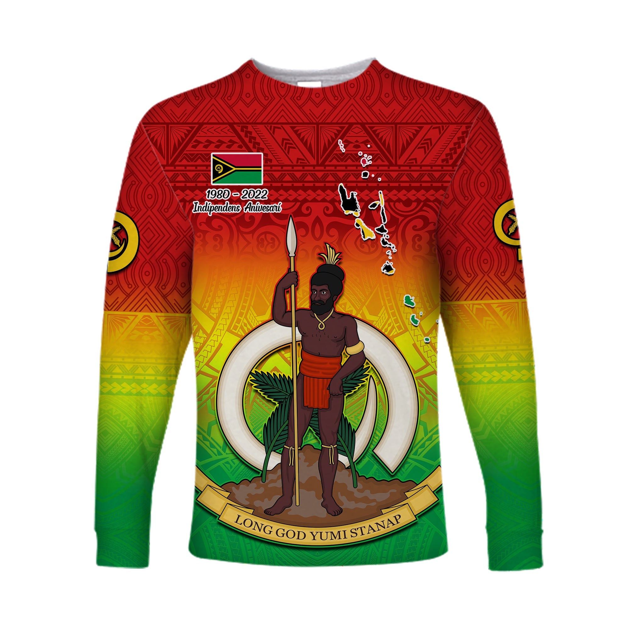 Vanuatu Independence Day Long Sleeve Shirt 42nd Anniversary Yumi Yumi Yumi LT13 Unisex Red - Polynesian Pride