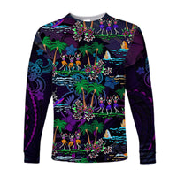 (Custom Personalised) Hawaii Skeleton Dancing Long Sleeve Shirt Halloween Hawaiian Turtle LT13 - Polynesian Pride