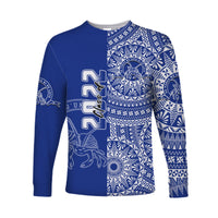 (Custom Text And Number) Tupou Tonga College Long Sleeve Shirt Class Of Year Tongan Ngatu Pattern LT14 - Polynesian Pride