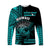 Hawaii Long Sleeve Shirt Kakau Warrior Helmet Gradient Turquoise Polynesian LT14 Unisex Turquoise - Polynesian Pride