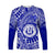 (Custom Text And Number) Hawaii Long Sleeve Shirt Moanalua High School Tribal Kakau LT14 Unisex Blue - Polynesian Pride