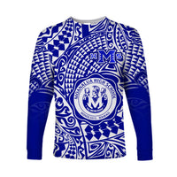 Hawaii Long Sleeve Shirt Moanalua High School Tribal Kakau LT14 Unisex Blue - Polynesian Pride