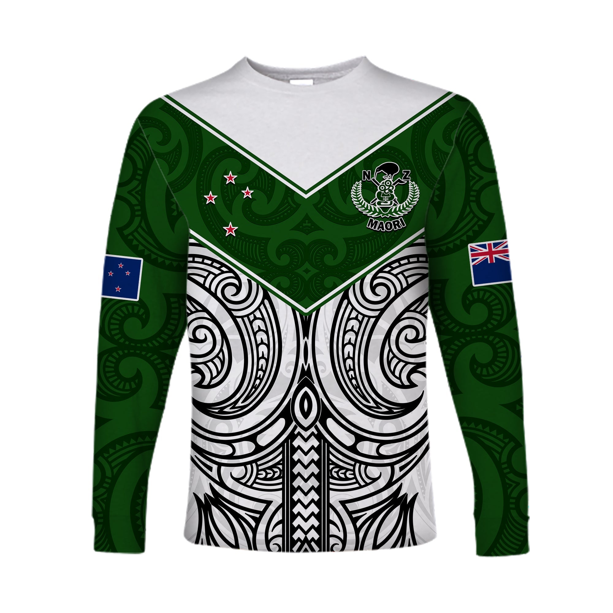 (Custom Text And Number) New Zealand Silver Fern Rugby Long Sleeve Shirt Maori Pacific LT14 Unisex White - Polynesian Pride