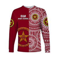 (Custom Personalised) Tonga Eua High School Long Sleeve Shirt Tongan Ngatu Pattern LT14 - Polynesian Pride