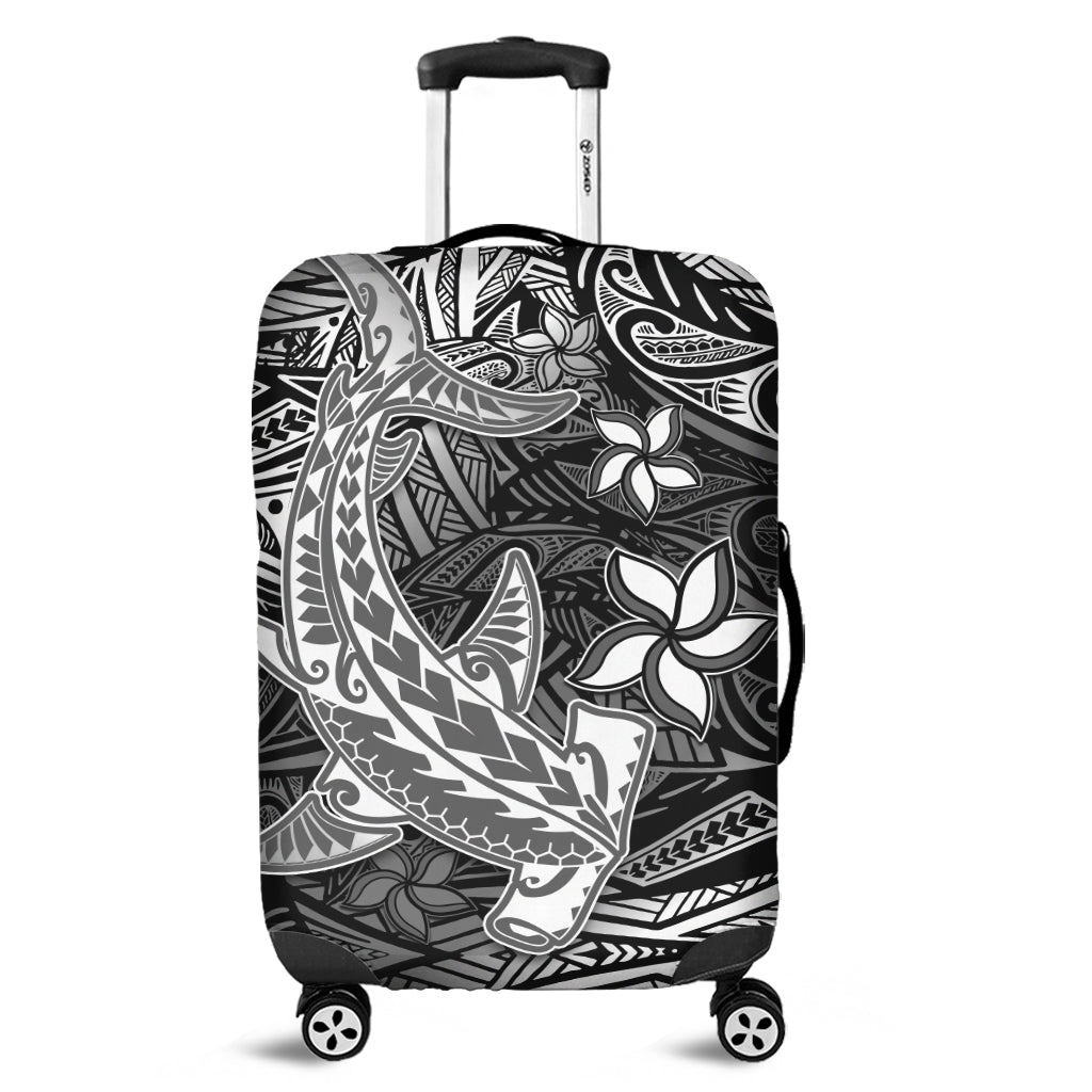 Polynesian Luggage Cover Black Hawaiian Tribal Hammerhead Shark LT14 Black - Polynesian Pride