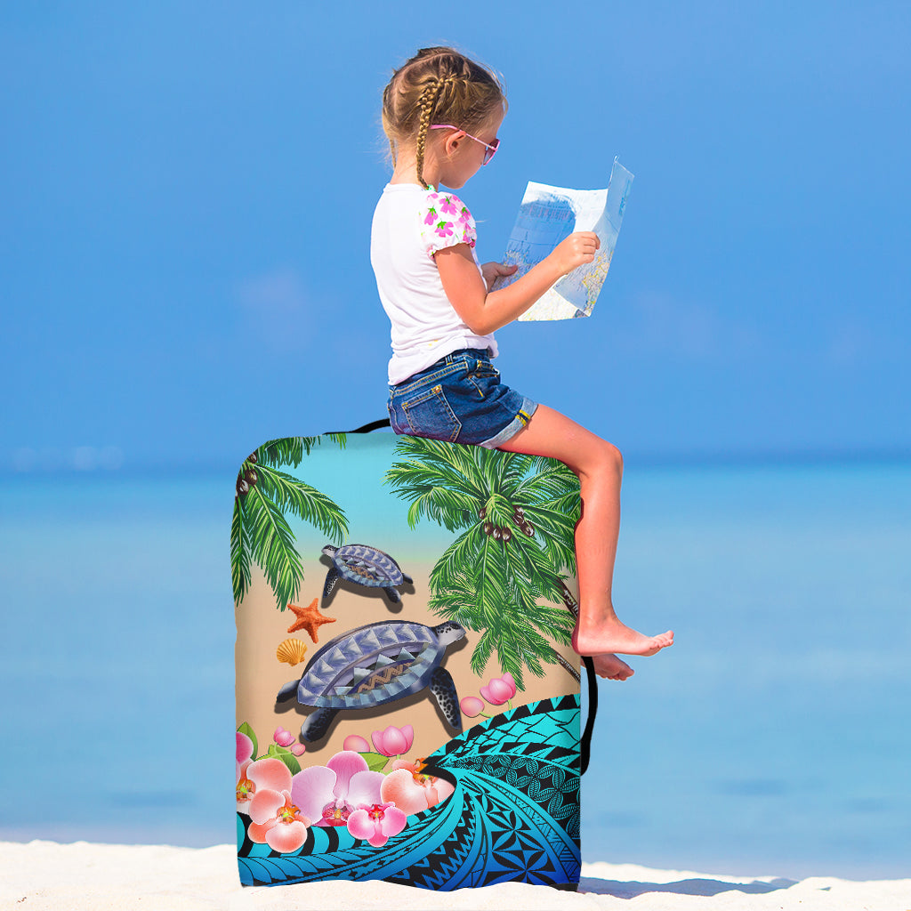 Polynesian Turtle Coconut Tree And Orchids Luggage Cover LT14 - Polynesian Pride