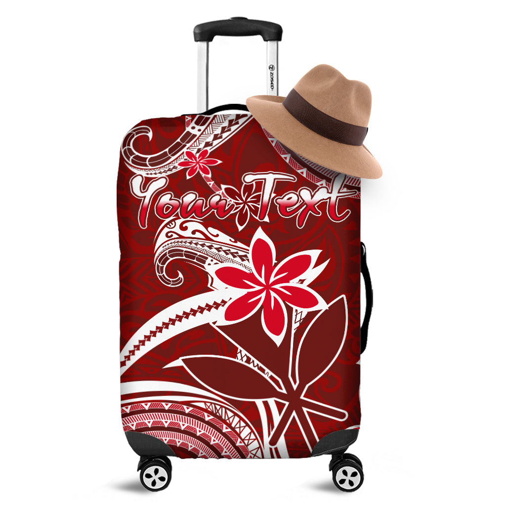 (Custom Personalised) Hawaii Flowers Wave Luggage Cover Kanaka Maoli Red Polynesian LT13 Red - Polynesian Pride
