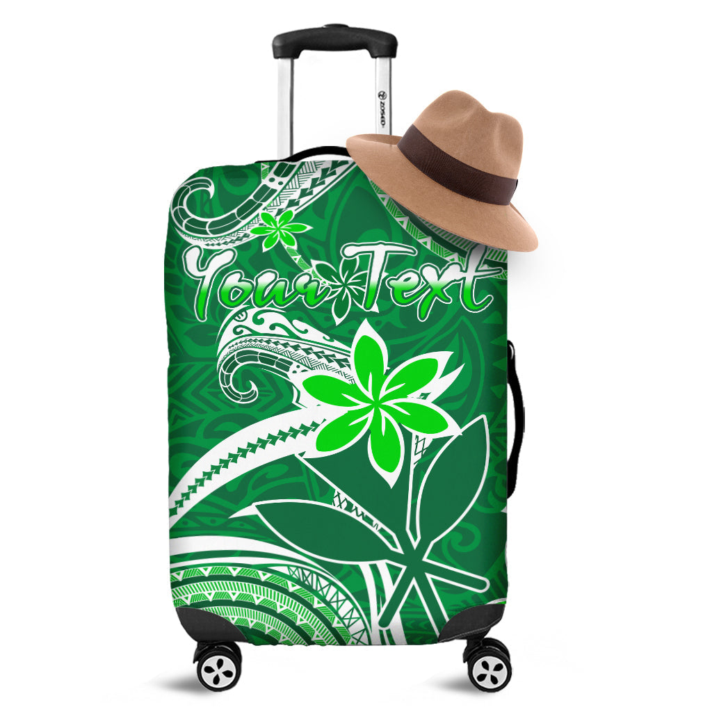 (Custom Personalised) Hawaii Flowers Wave Luggage Cover Kanaka Maoli Green Polynesian LT13 Green - Polynesian Pride