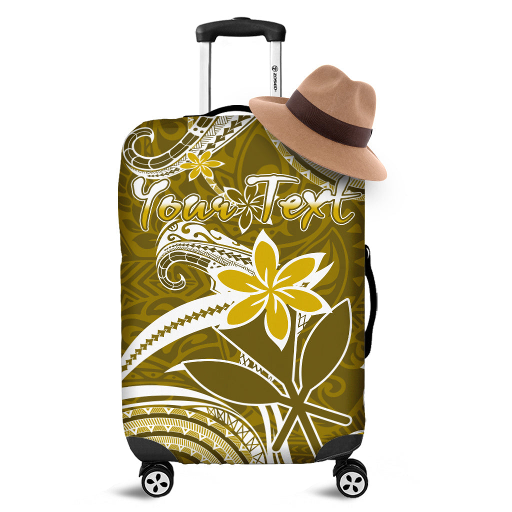 (Custom Personalised) Hawaii Flowers Wave Luggage Cover Kanaka Maoli Gold Polynesian LT13 Gold - Polynesian Pride