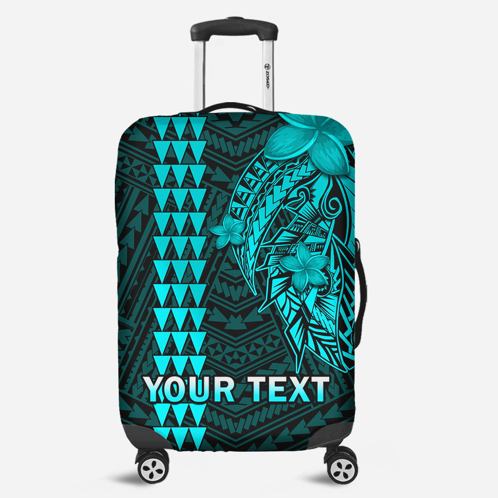 (Custom Personalised) Hawaii Luggage Cover Kakau Kanaka Maoli Combine Polynesian Shark Ver.04 LT14 Turquoise - Polynesian Pride