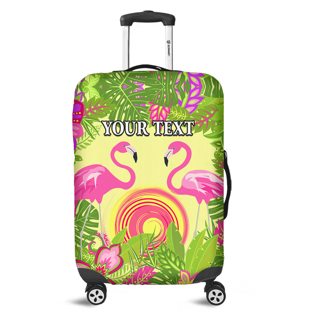 (Custom Personalised) Hawaii Luggage Cover Tropical Floral With Pair Pink Flamingo LT14 Art - Polynesian Pride
