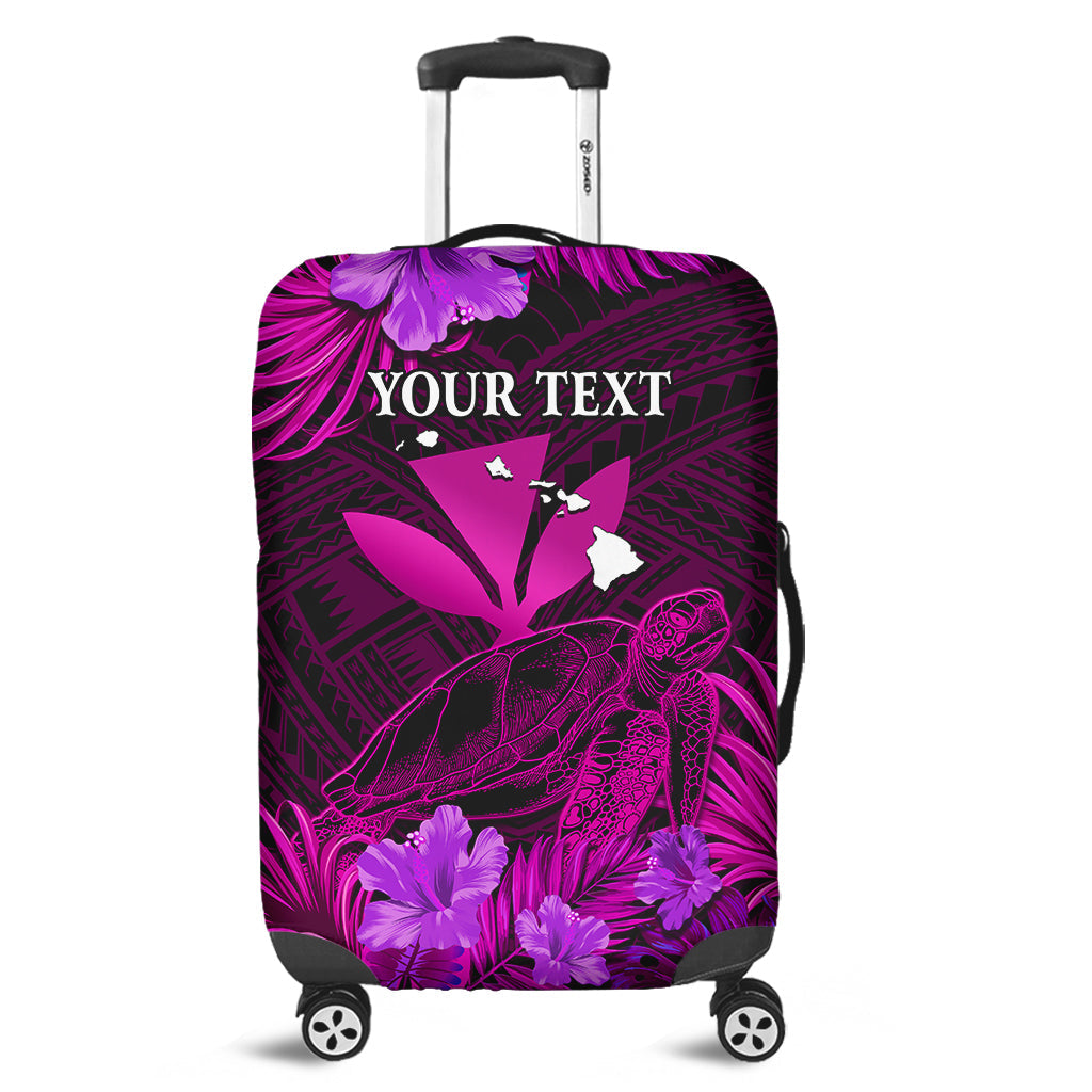(Custom Personalised) Hawaii Luggage Cover Hibiscus Kanaka Hawaiian Map Sea Turtle Ver.08 LT14 Pink - Polynesian Pride