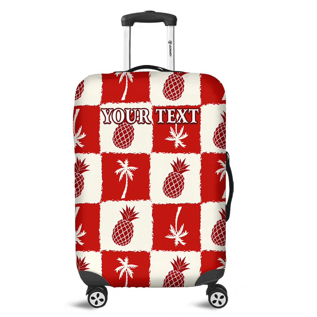 (Custom Personalised) Hawaii Luggage Cover Palm Trees Mix Pinapple Ver.03 LT14 Red - Polynesian Pride