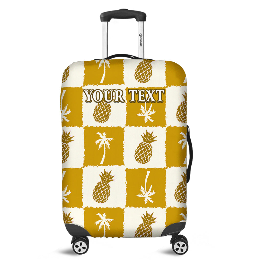 (Custom Personalised) Hawaii Luggage Cover Palm Trees Mix Pinapple Ver.04 LT14 Gold - Polynesian Pride