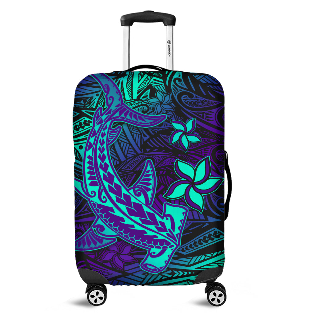 Polynesian Luggage Cover Purple Paradise Hawaiian Tribal Hammerhead Shark LT14 Purple - Polynesian Pride