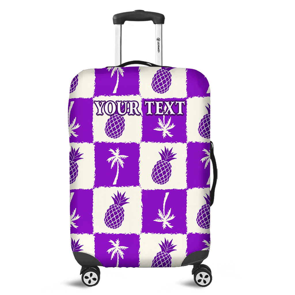 (Custom Personalised) Hawaii Luggage Cover Palm Trees Mix Pinapple Ver.05 LT14 Purple - Polynesian Pride