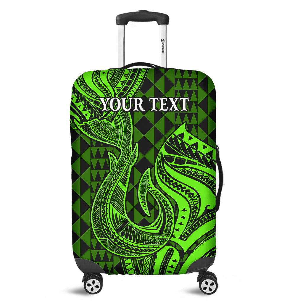 (Custom Personalised) Hawaii Luggage Cover Kakau Polynesia Hawaiian Fish Hook Ver.04 LT14 Green - Polynesian Pride