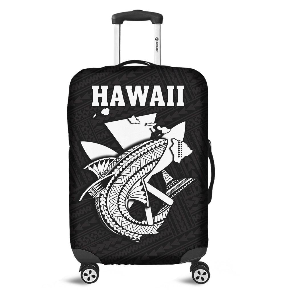 Hawaii Luggage Cover Kakau Kanaka Maoli Combine Polynesian Shark Ver.07 LT14 White - Polynesian Pride