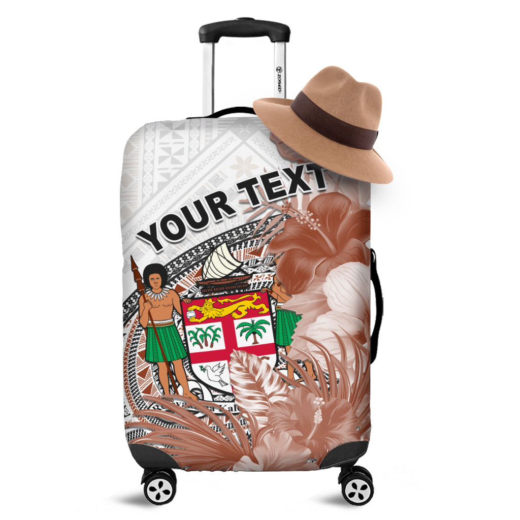 (Custom Personalised) Fiji Tapa Luggage Covers White Fijian Masi Be Loved Hibiscus LT13 White - Polynesian Pride