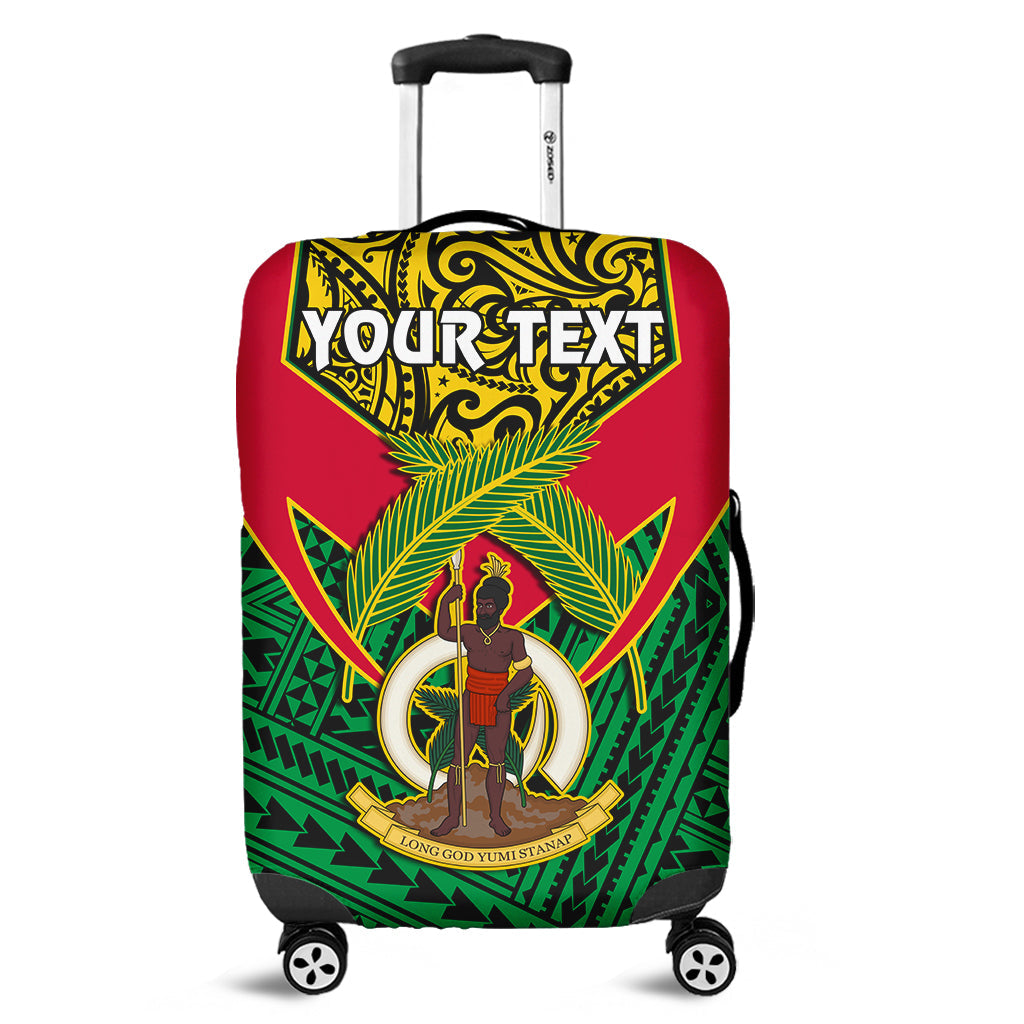 (Custom Personalised) Vanuatu Rugby Luggage Cover Coat Of Arms Polynesian Pattern LT14 Green - Polynesian Pride