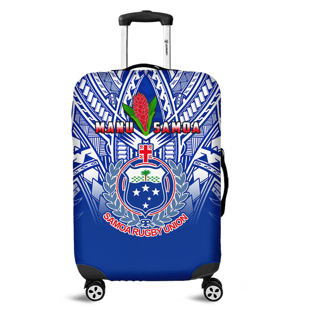 Samoa Rugby Luggage Cover Manu Samoa 7s Ginger Blue Polynesian LT14 Blue - Polynesian Pride