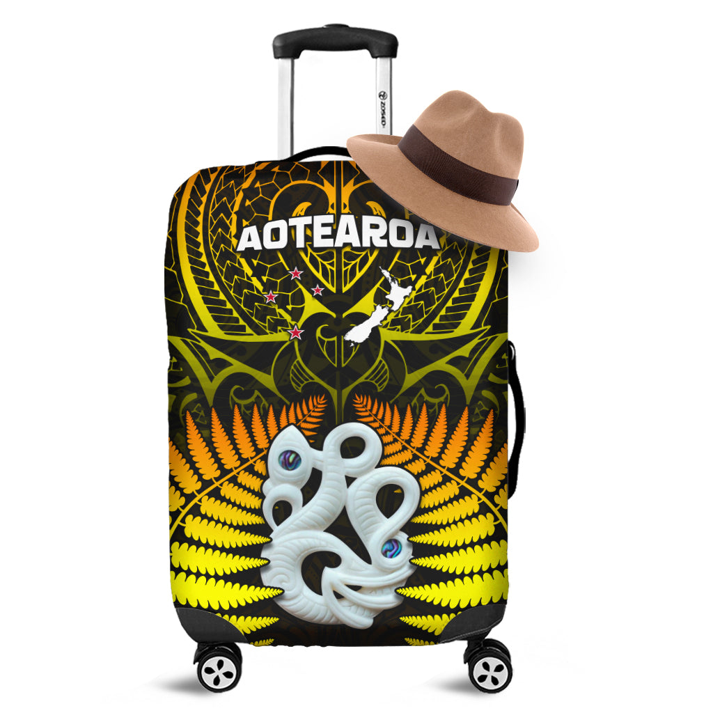 Aotearoa Fern Luggage Covers New Zealand Hei Tiki Gold Style LT13 Gold - Polynesian Pride