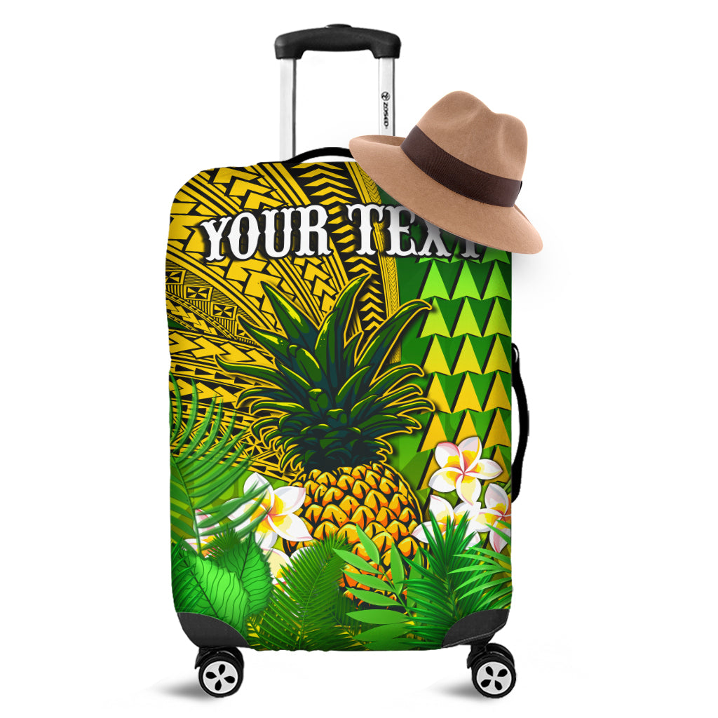 (Custom Personalised) Hawaii Pineapple Luggage Covers Plumeria Frangipani Mix Tribal Pattern LT13 Green - Polynesian Pride