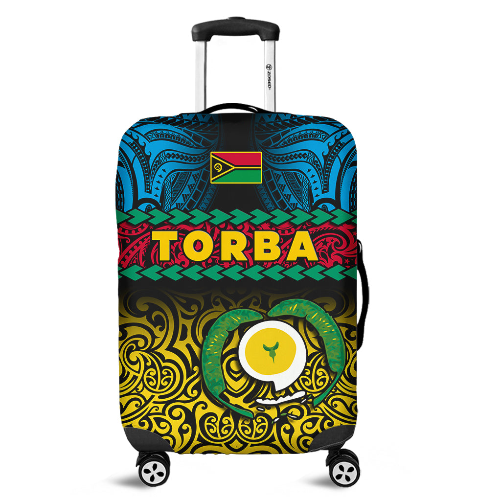 Torba Province Luggage Cover Vanuatu Pig Tusk Polynesian Flag Style LT14 Black - Polynesian Pride