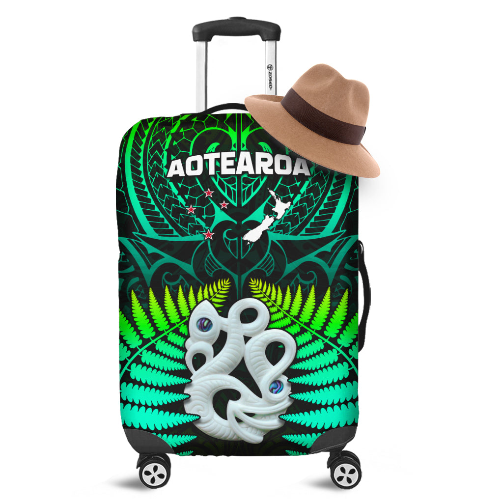 Aotearoa Fern Luggage Covers New Zealand Hei Tiki Green Style LT13 Green - Polynesian Pride